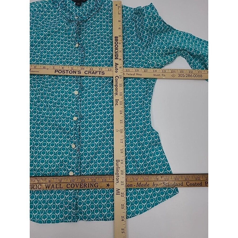 Banana Republic Ruffle Edge Button Up Shirt Women's Size Medium Overall Print - Picture 3 of 7